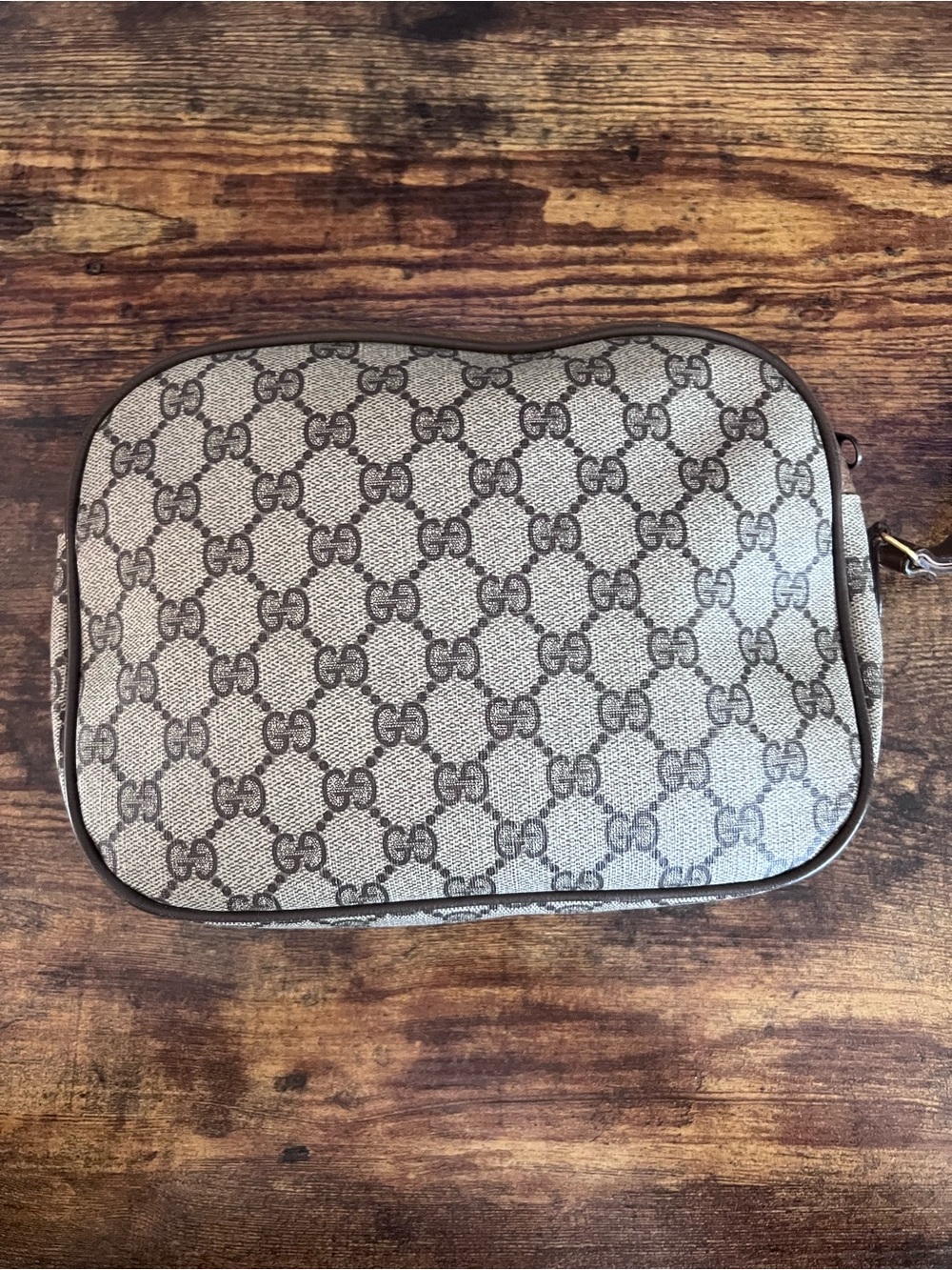 Vintage 80s Gucci Brown GG Supreme Canvas Wristlet with Sherry Line Stripe - Picture 14 of 14